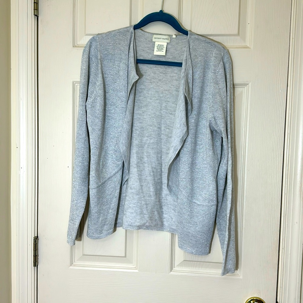 Jeffrey Banks Silver Lightweight Cardigan Size Medium